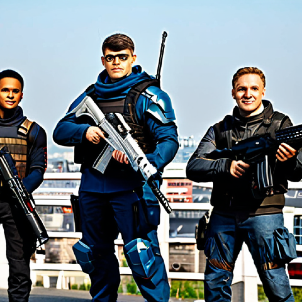 Nikke Team Composition**

"A group of fully clothed, diverse Nikke characters in modest futuristic armor, posing heroically against a cityscape backdrop of Cologne, Germany. The team consists of a character with a machine gun, a sniper rifle, and a rocket launcher, all in dynamic poses. Perfect anatomy, correct proportions, natural pose. safe for work, appropriate content, professional, family-friendly, high quality, detailed."

**