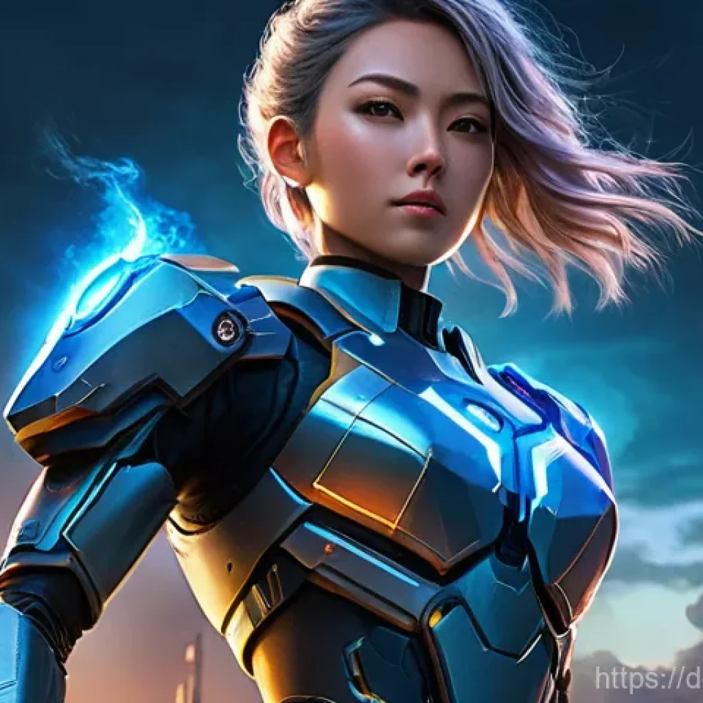 승리의여신 니케 시즌별 신규 모드 - A powerful, newly introduced Nikke character, an android girl, is depicted in a dynamic, action-pack...