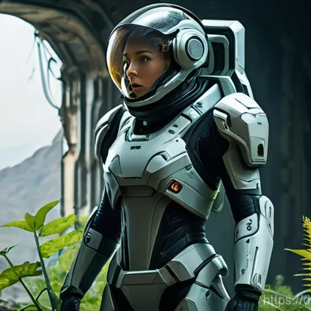 승리의여신 니케 새로운 팬 소식 - A female Nikke character, dressed in a form-fitting, futuristic combat suit that completely covers h...