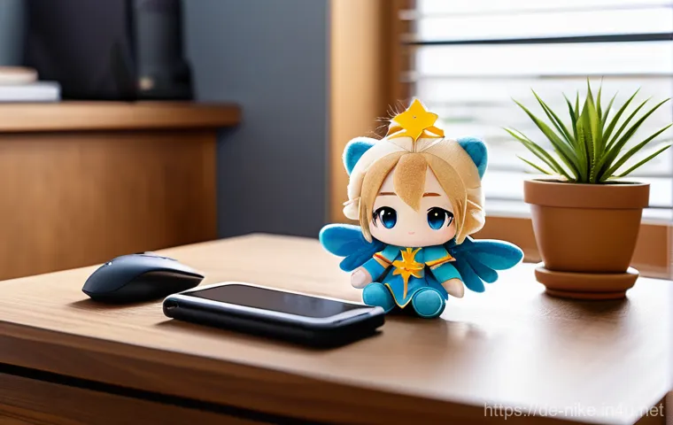 승리의여신 니케 공식 팬 굿즈 추가 - **Prompt:** A cozy and inviting desk setup featuring a collection of "Goddess of Victory: NIKKE" plu...