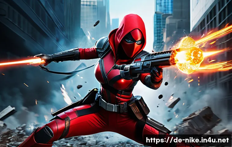 승리의여신 니케 연출 효과 설정법 - **A 'Goddess of Victory: Nikke' character, Scarlet: Red Hood, in her signature combat outfit, execut...