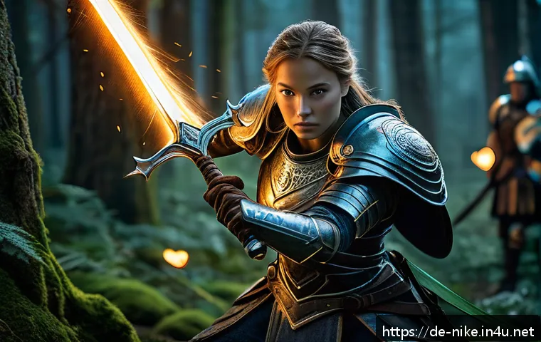 승리의여신 니케 데미지 계산법 - A detailed fantasy battle scene featuring a female warrior character wearing intricately designed ar...