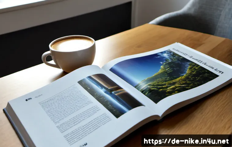 승리의여신 니케 팬 아트북 리뷰 - Photorealistic editorial scene of a premium unbranded sci-fi character fan art book lying open on a ...